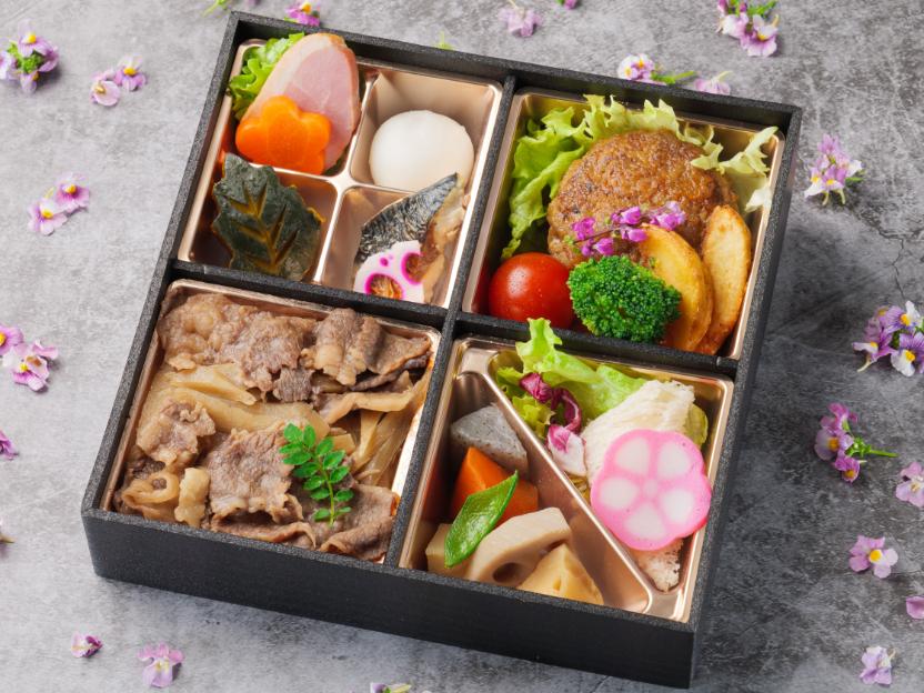 【お弁当デリ特別価格】瑠璃（るり）～黒毛和牛のすき焼重と黒毛和牛ハンバーグのお弁当～