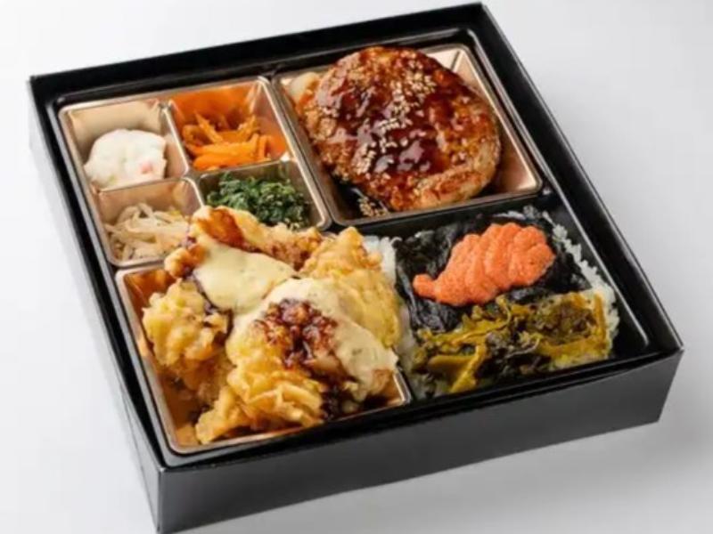 タルタル鳥天とやわらかハンバーグ高菜めんたいのり御膳