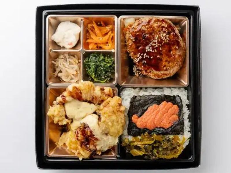 タルタル鳥天とやわらかハンバーグ高菜めんたいのり御膳