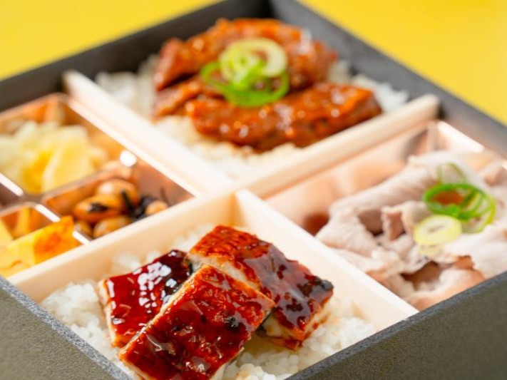鰻・牛ハラミ・豚しゃぶのトリプルメイン弁当