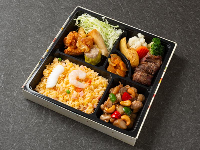 【贅沢】牛ステーキ＆鶏肉のカシューナッツ炒め　中華点心セット