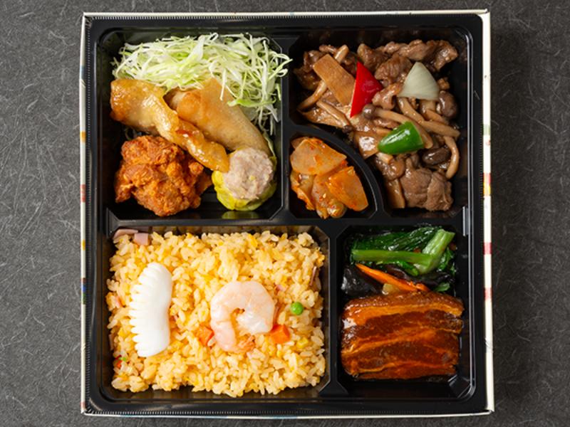 【贅沢】牛肉黒胡椒炒めと豚の角煮　中華点心セット