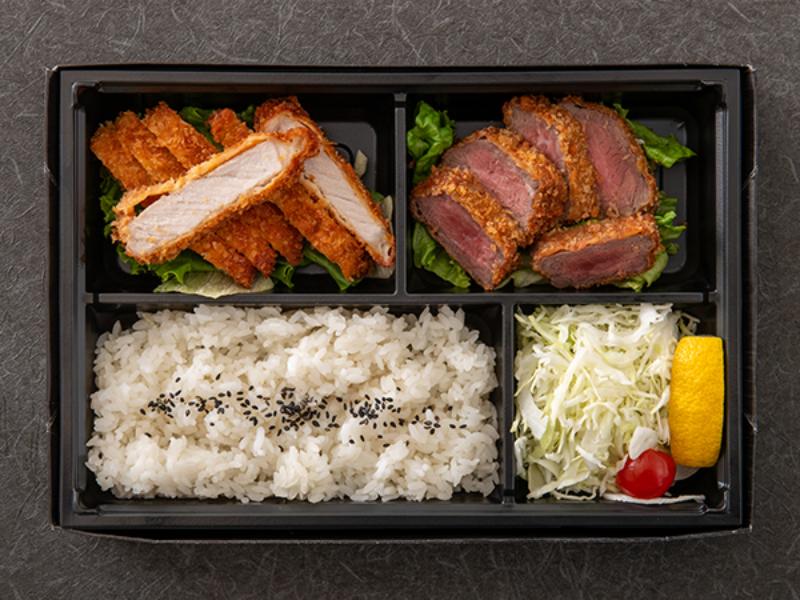 熟成豚のロースと熟成牛ランプカツ弁当