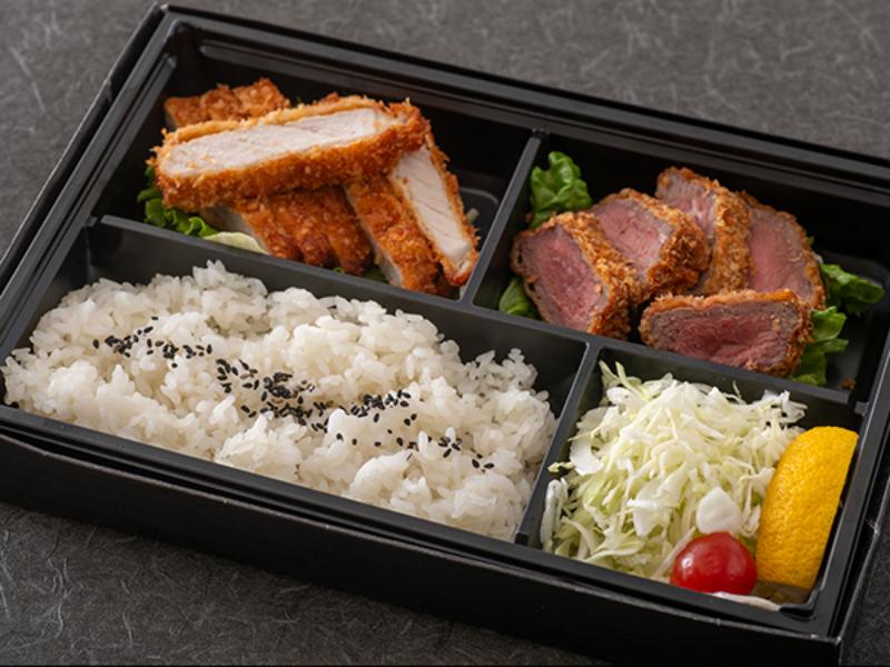 熟成豚のロースと熟成牛ランプカツ弁当