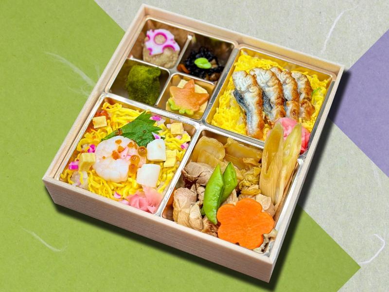 海鮮チラシと鶏すき焼き鰻ひつまぶし弁当