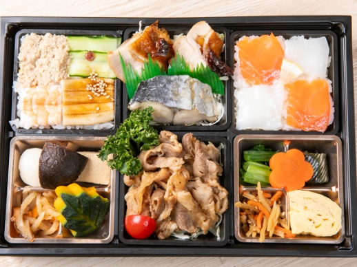 彩りモザイク寿司と牛焼肉のおもてなし弁当
