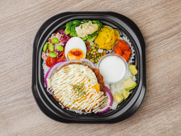 べジ惣菜5種のチャプリケバブロコモコ弁当