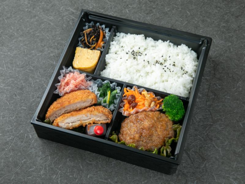 【お弁当デリ限定】柔らか豚フィレカツと和風おろしハンバーグ弁当