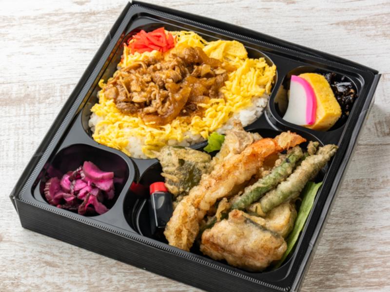 牛焼肉のせ天婦羅幕の内弁当