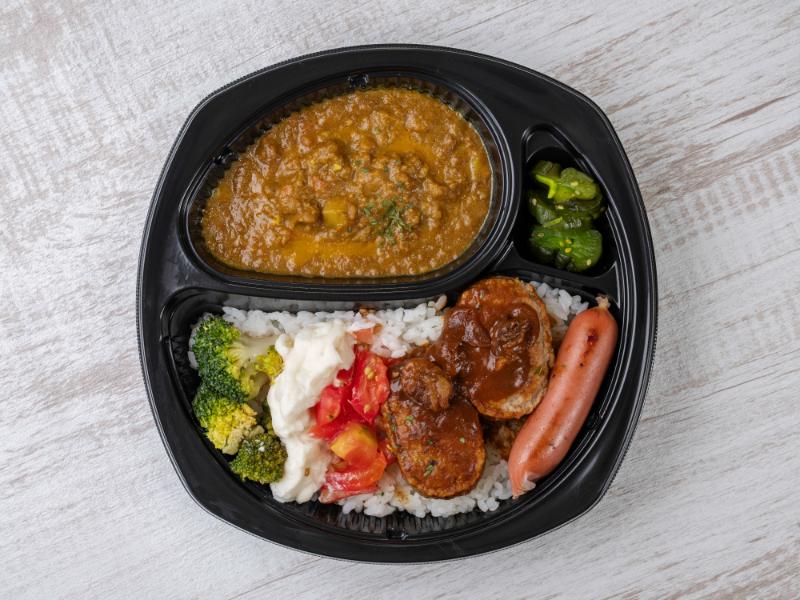 【食べるキーマカレー】自家製デミソースハンバーグ