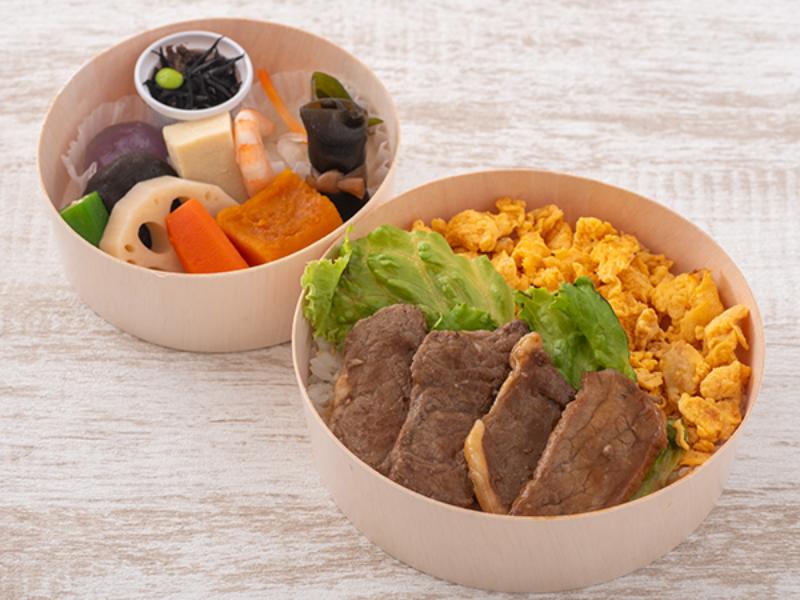 牛ステーキわっぱ二段 （和惣菜付）