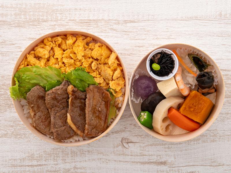 牛ステーキわっぱ二段 （和惣菜付）