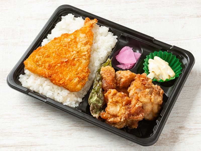 【盛り盛りアジフライ】唐揚げ弁当