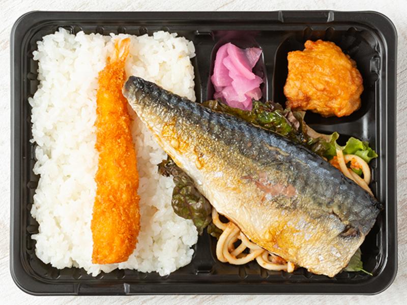【盛り盛りエビフライ】焼き塩サバ弁当
