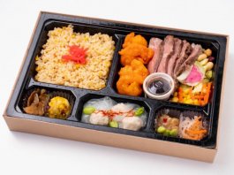 【ECO容器】オマールの旨味たっぷり特製エビチリとオーガニックステーキの贅沢弁当