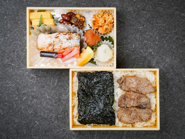 厚切り鮭ハーフと牛肉のおろしポン酢焼き