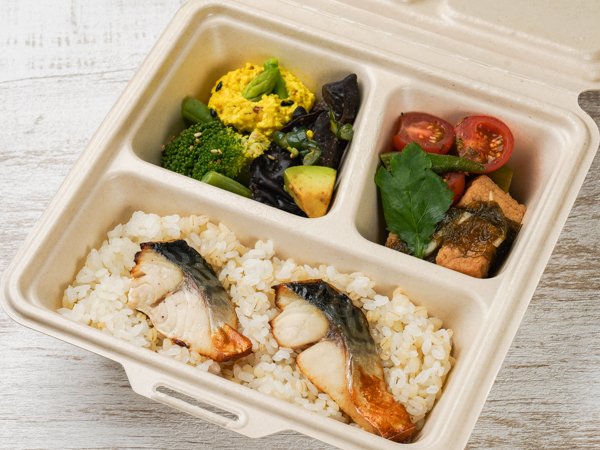 さばの塩焼きと４品目の彩り野菜デリ弁当