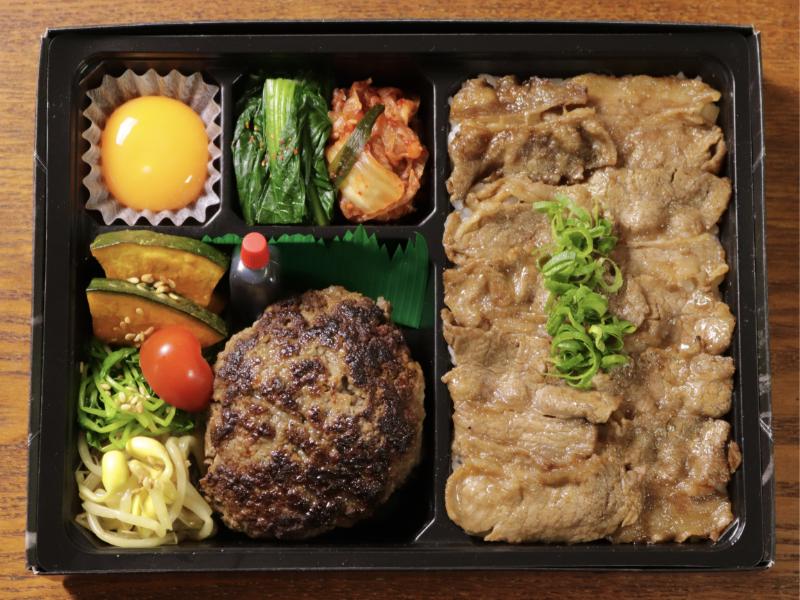 焼肉屋の和牛ハンバーグ＆タレカルビ弁当