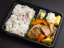 豆腐入り手ごねハンバーグと豚ヒレカツの十六穀ご飯弁当