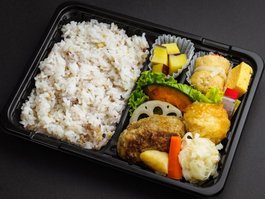 豆腐入り手ごねハンバーグと手包み二種しゅうまいの十六穀ご飯弁当