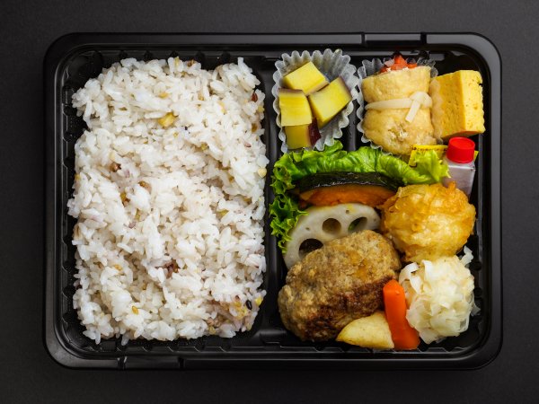 豆腐入り手ごねハンバーグと手包み二種しゅうまいの十六穀ご飯弁当