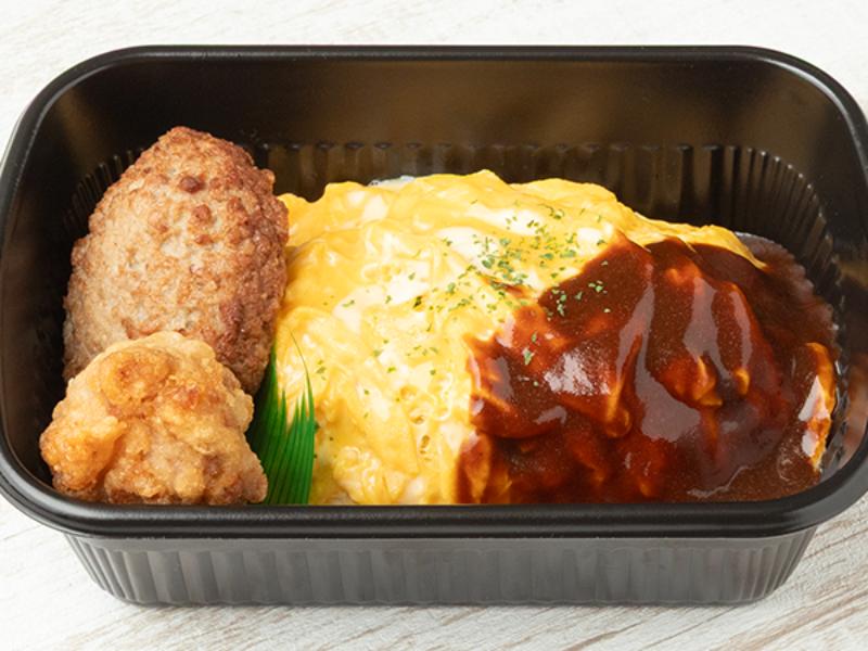 【カラアゲジャイアン】オムライス×鶏のからあげ×ハンバーグ