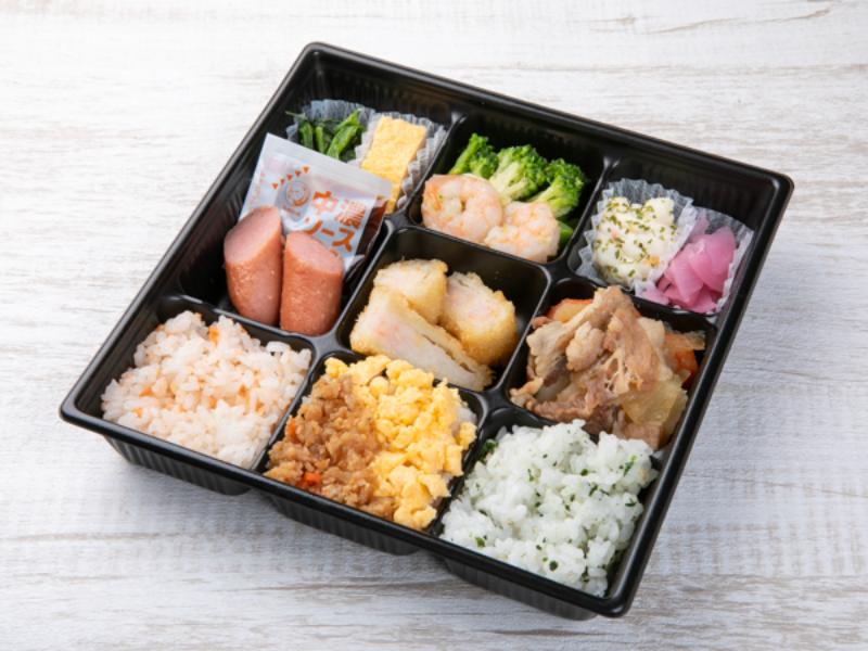 【贅沢9マス】海老カツ＆ソーセージ＆肉じゃが