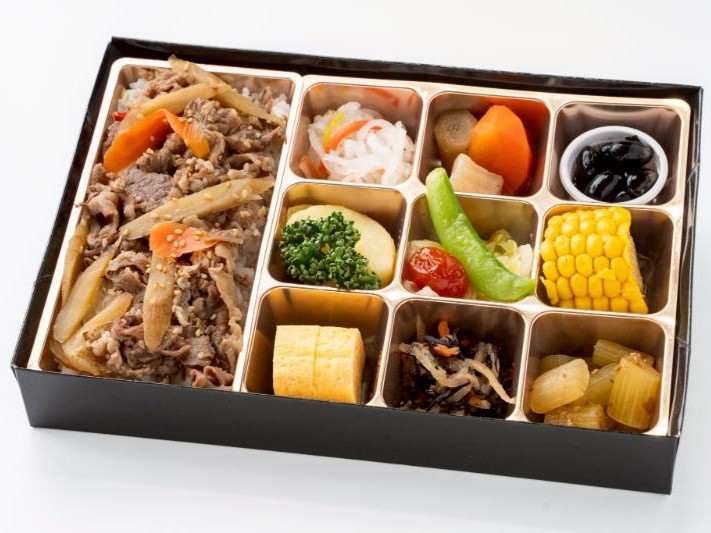 【シャインブラック紙箱】黒毛和牛の牛ごぼう重　彩り膳