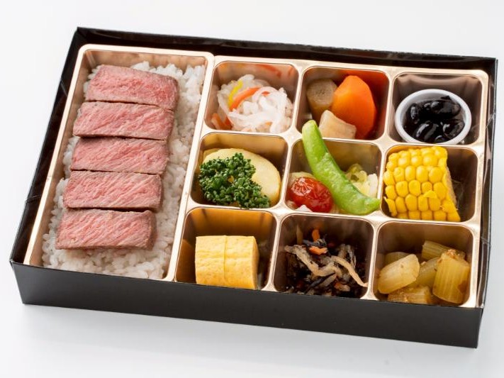 【シャインブラック紙箱】ステーキ重　彩り膳