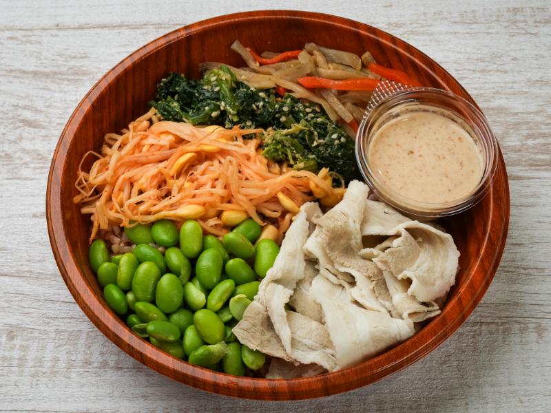 酵素玄米ビビンパ～豚しゃぶごまソース