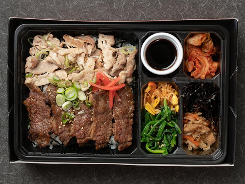 黒毛和牛A5カルビ＆塩ダレ国産三元豚弁当