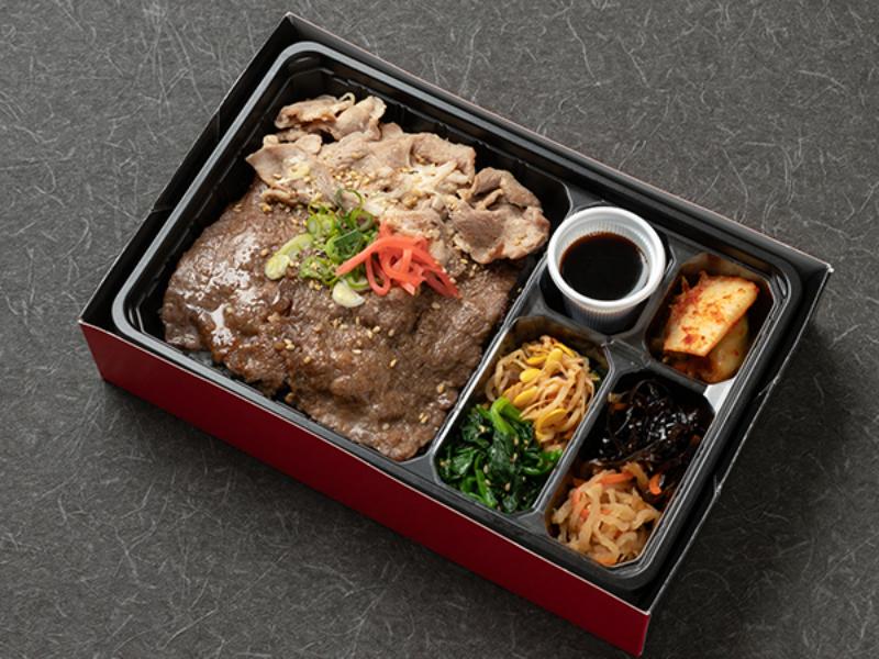 黒毛和牛A5モモロース＆塩ダレ国産三元豚弁当