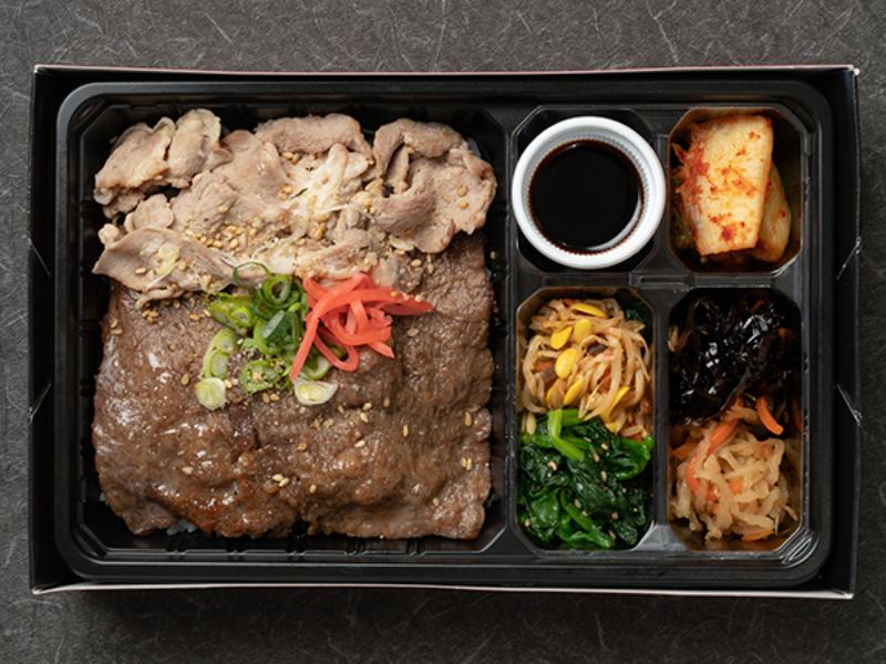 黒毛和牛A5モモロース＆塩ダレ国産三元豚弁当