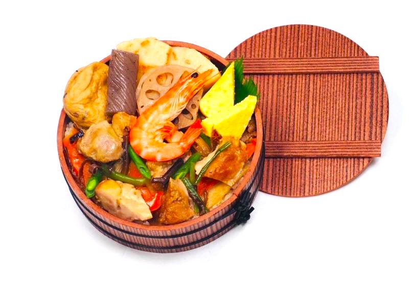 地鶏の照り焼きと五目釜めし