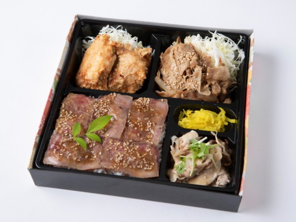 鶏の唐揚げ・焼肉カルビ・しゃぶしゃぶのローストビーフ重