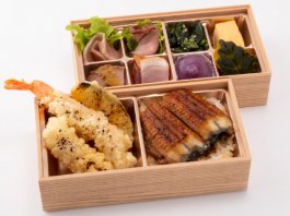 炭焼きうな重と天ぷらの2段弁当