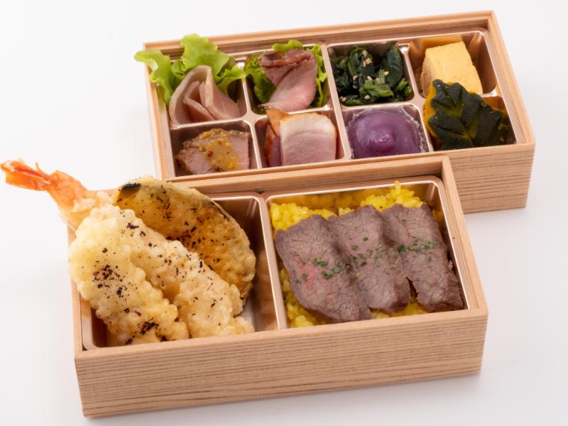 牛カルビと天ぷらの2段弁当