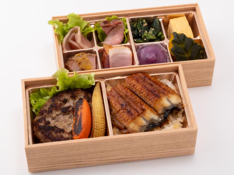 炭焼きうな重と国産牛ハンバーグ2段弁当
