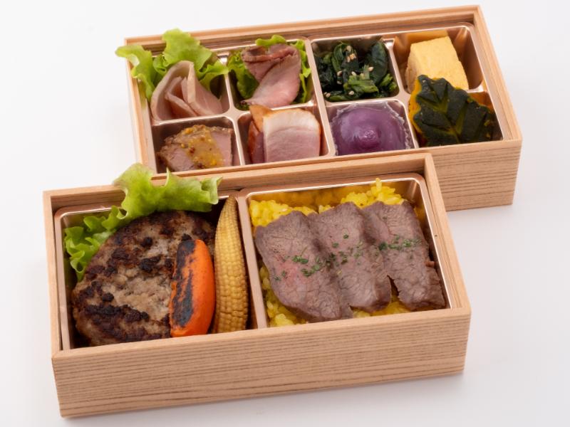 牛カルビとハンバーグ2段弁当