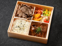 特選牛ハラミの漬け込みタレ焼きと牛肉の濃厚赤ワイン煮込み弁当