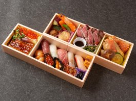 和牛ステーキ＆金目鯛煮つけ・特上８貫にぎり＆うなぎイクラ飯二段膳