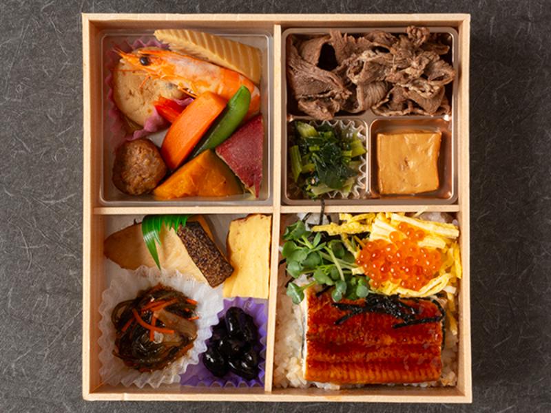 松花堂牛すき焼き・旬魚幽庵焼き　上うなぎイクラ飯