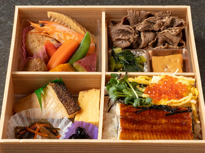 松花堂牛すき焼き・旬魚幽庵焼き　上うなぎイクラ飯