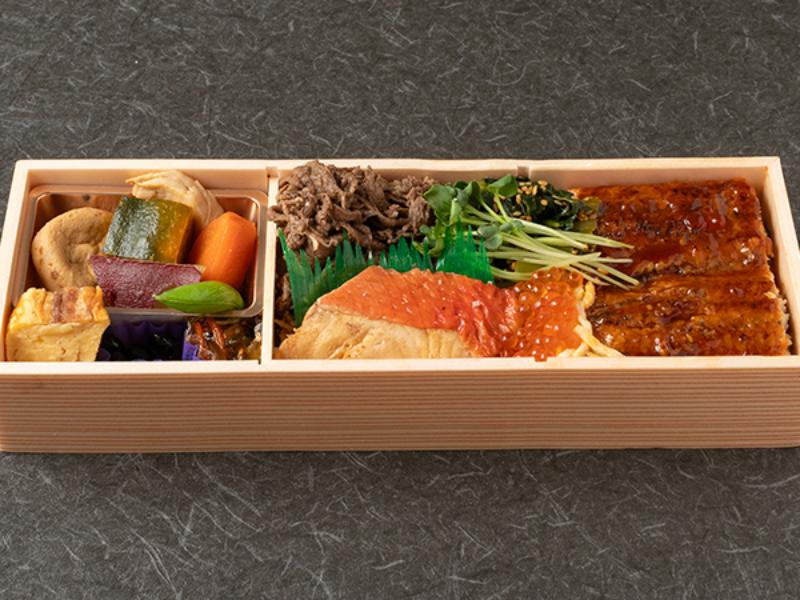 特上うなぎ・金目鯛幽庵焼き・牛すき焼きイクラ膳