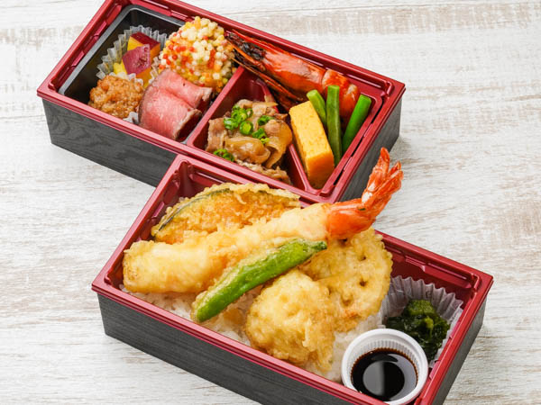 にぎわい二段弁当 天ぷら甘辛柚子胡椒タレ