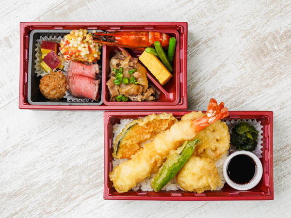 にぎわい二段弁当 天ぷら甘辛柚子胡椒タレ