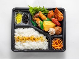 ガッツ弁当　ハンバーグとエビフライ