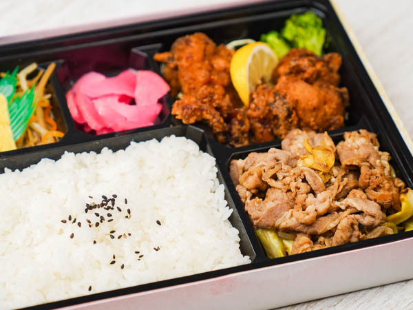 塩唐揚げと牛焼肉コンビ満腹弁当