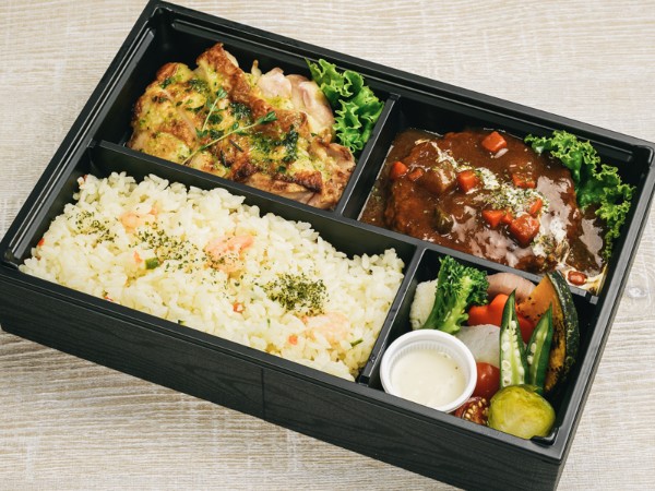 煮込みハンバーグ＆チキンの香草焼き弁当