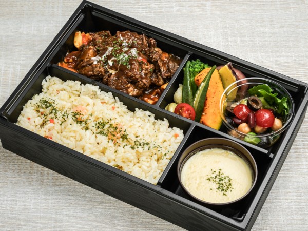 【スープ付き】牛タンルートのビーフシチュー＆ダブルサラダ弁当